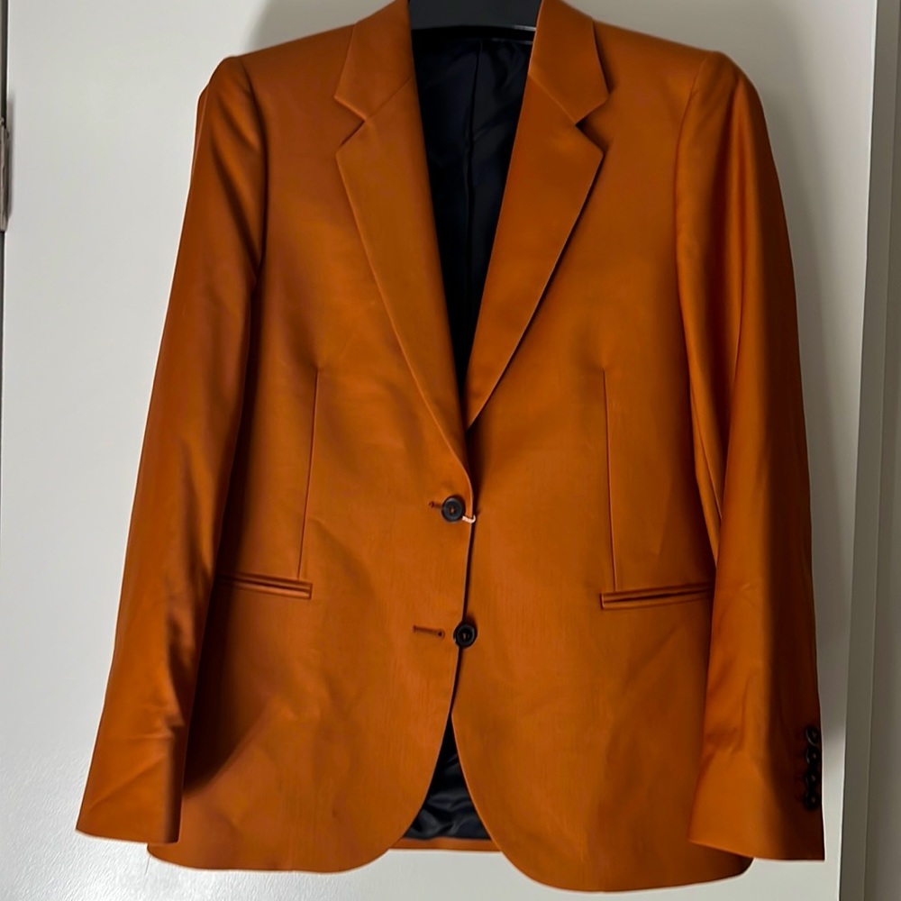 Paul Smith Two Button Blazer burnt orange merino wool NWT. Size 44: 8-10 US